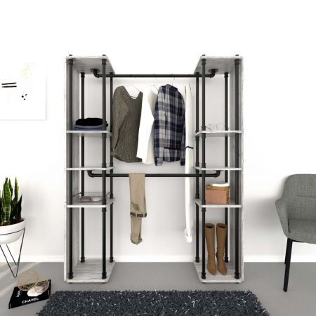 Industrielle Rohr 10 Regale 160cm Höhe PB Garderobe - Industrielle Rohr 10 Regale 160cm Höhe PB Garderobe